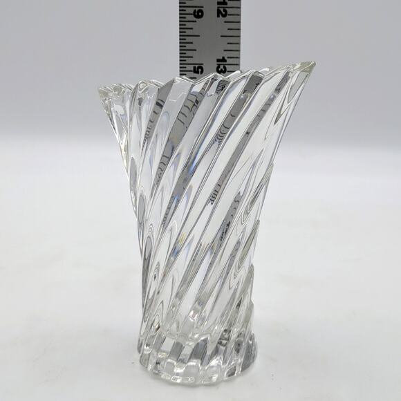 Vintage Mikasa Diamond Fire Lead Crystal Curved Fluted Ribbed Vision Bud Vase 5" - Picture 4 of 5